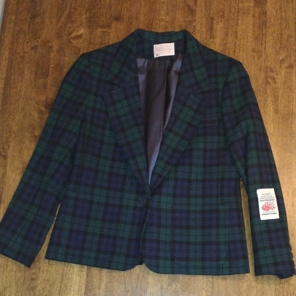 Pendleton Green Plaid Preppy Old Money Blazer Dark Academia 12 - Picture 1 of 7